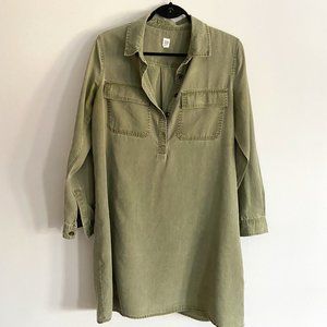 Gap Khaki long sleeve shirt dress SIZE L